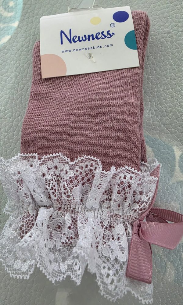 Meias com renda menina Rosa velho