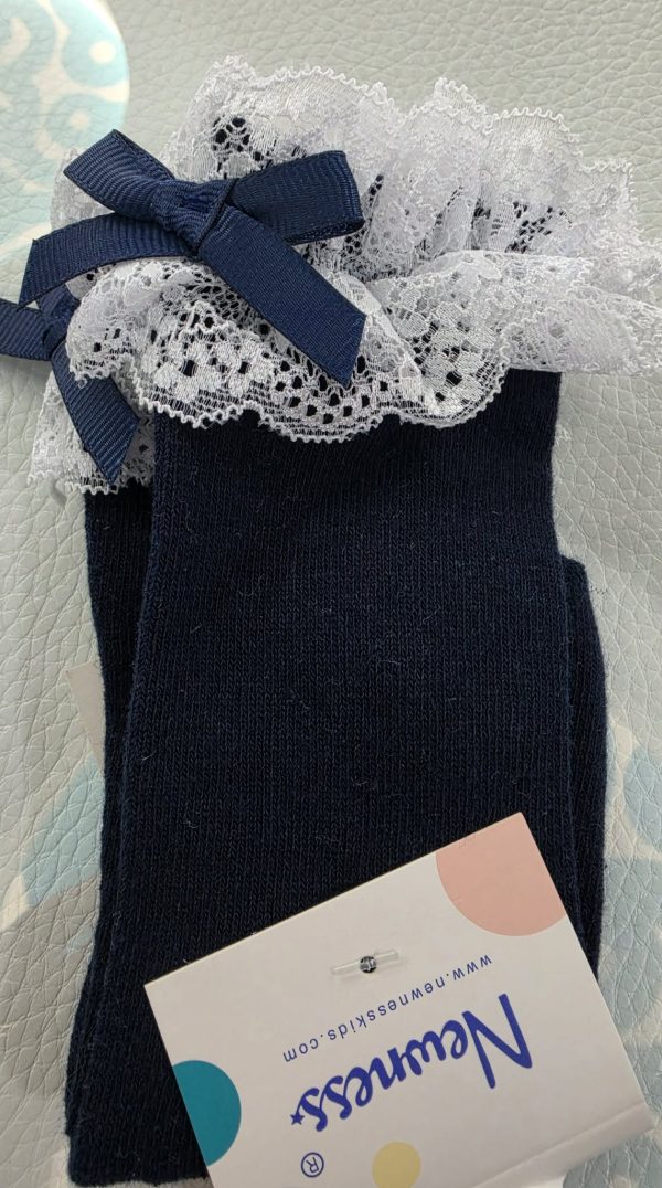 Meias com renda menina Azul Marinho